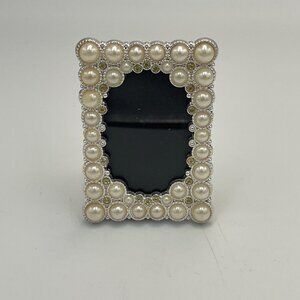 Pearl & Rhinestone Picture Photo Frame Easel Back Holds 2" x 3"